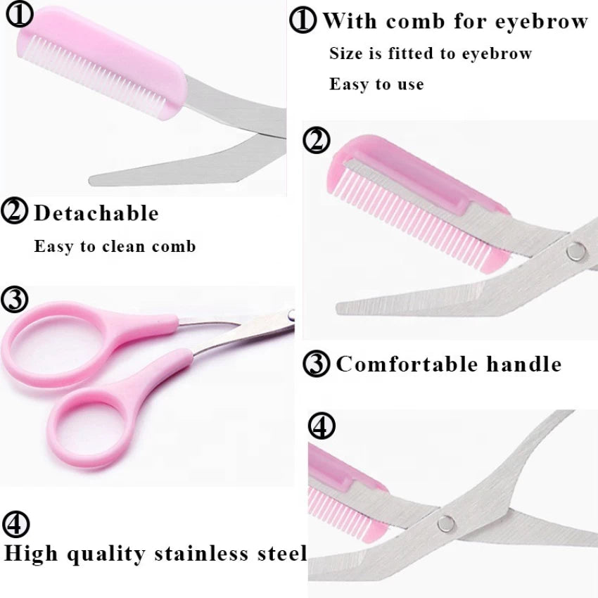 Shape eyebrows effortlessly with non-slip grip scissors that include a comb, suitable for both men and women - Theresia Cosmetics - eyebrows - Theresia Cosmetics