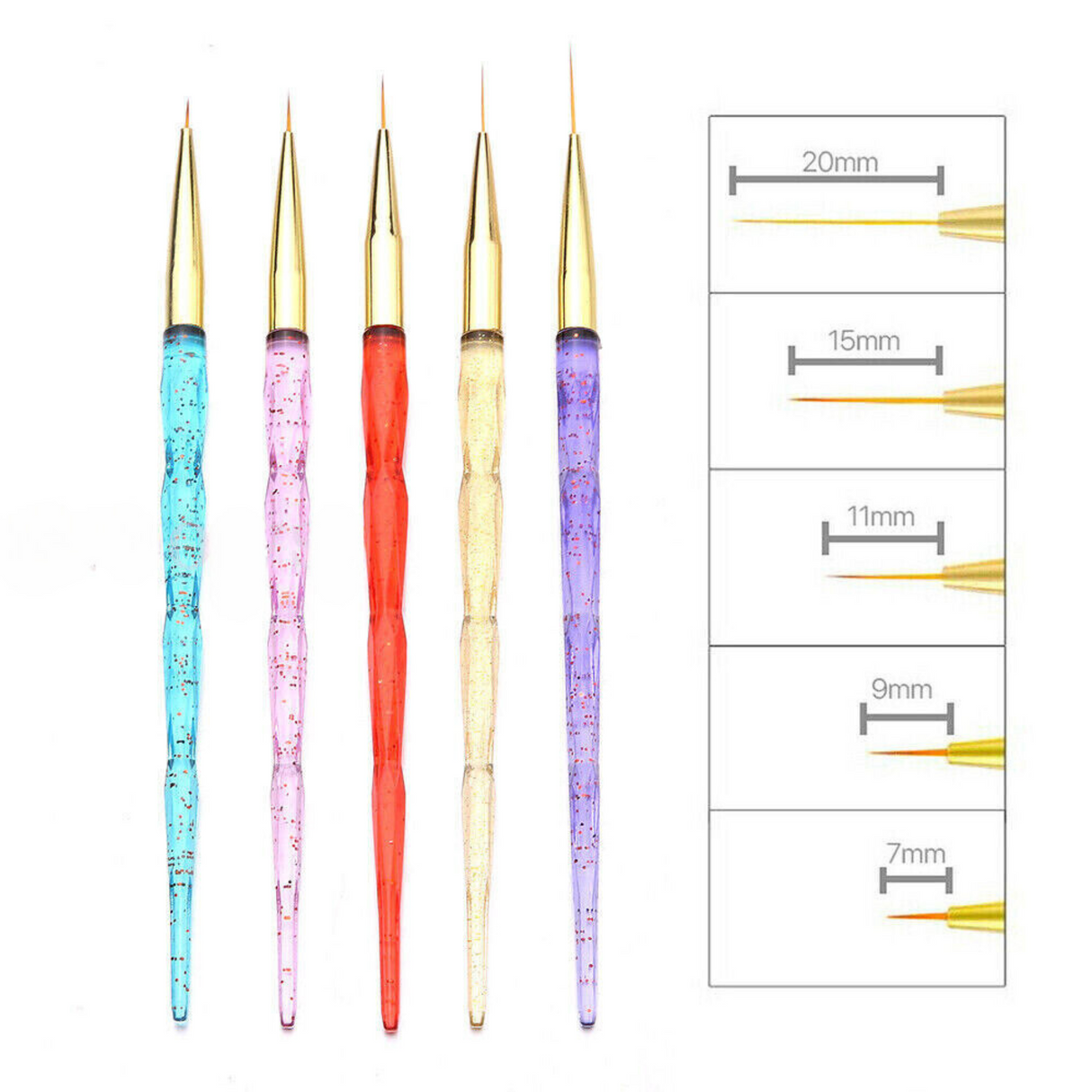 5PCS Unicorn Nail Art Brushes Crystal Sable Detailer Thin Liner Dotting Tool DIY - Theresia Cosmetics - Theresia Cosmetics