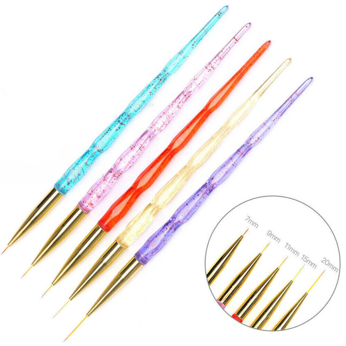 5PCS Unicorn Nail Art Brushes Crystal Sable Detailer Thin Liner Dotting Tool DIY - Theresia Cosmetics - Theresia Cosmetics
