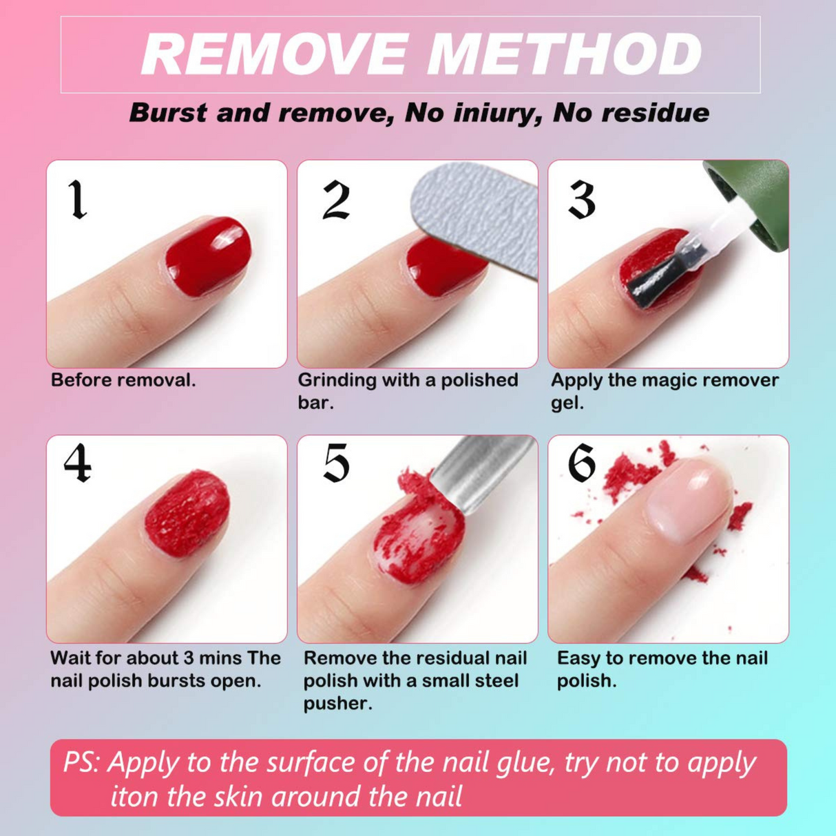 Gelish remover: Professional, removes soak-off gel polish in 3-5 minutes without harming nails. Quick and easy. - Theresia Cosmetics - nail care - Theresia Cosmetics