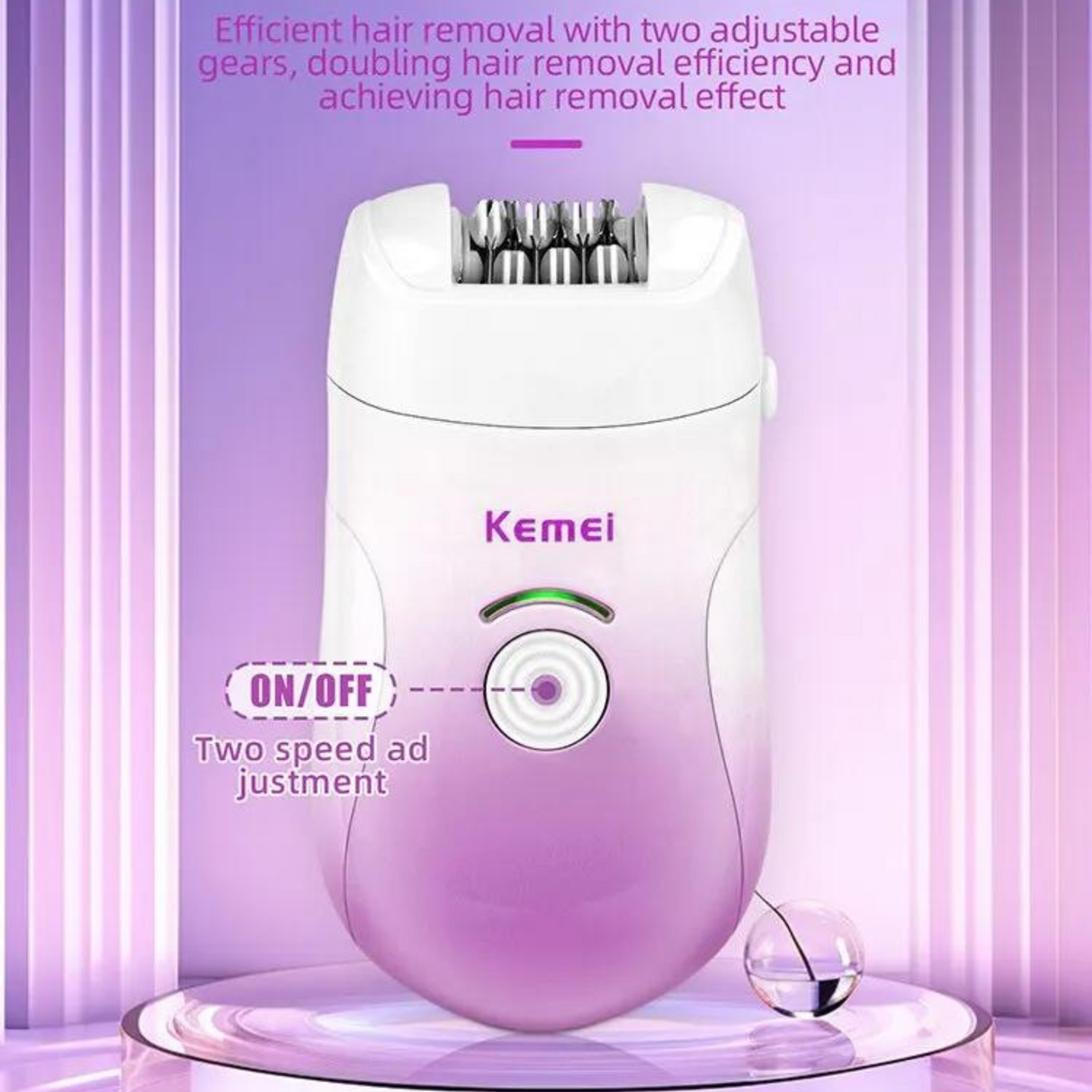 KEMEI Women's Epilator: Wet & Dry Hair Removal, Cordless & Rechargeable - Theresia Cosmetics - hair removal - Theresia Cosmetics