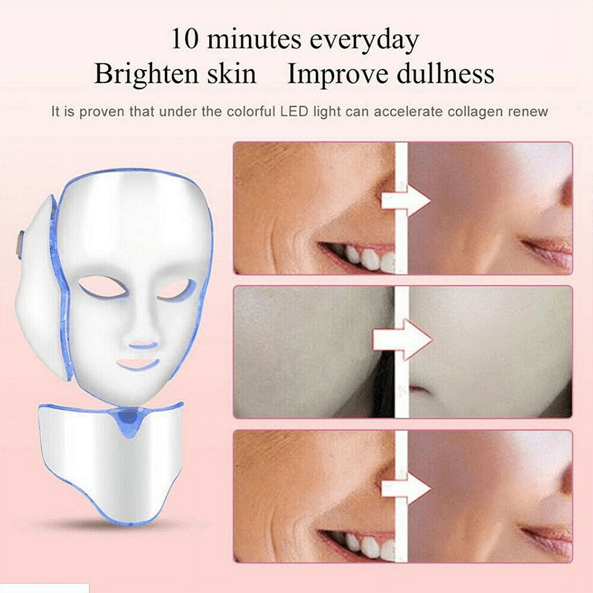 Electric 7 Colors LED Facial Mask: Light Therapy Acne Neck Beauty Machine for Skin Rejuvenation - Theresia Cosmetics - skin care - Theresia Cosmetics