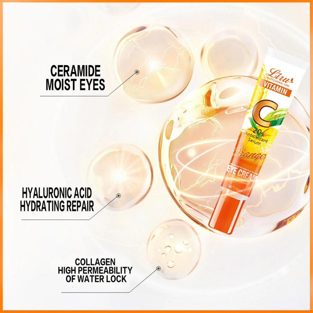 Liru Vitamin C Whitening Eye Cream Anti-wrinkle Brightening Moisturizing - Theresia Cosmetics - eye care - Theresia Cosmetics