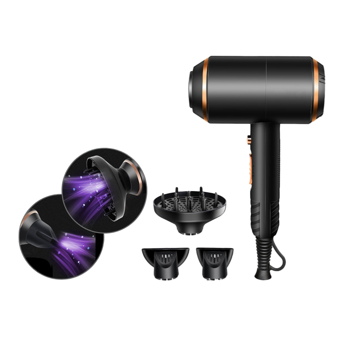 Kemei Black & Gold 2000w Hair Dryer - Theresia Cosmetics - hair Dryer - Theresia Cosmetics