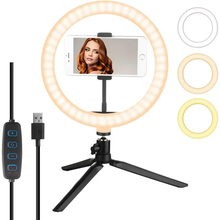 LED Ring Light 10 inch Desk Makeup Ring Light Tripod Stand Black - Theresia Cosmetics - ring light - Theresia Cosmetics