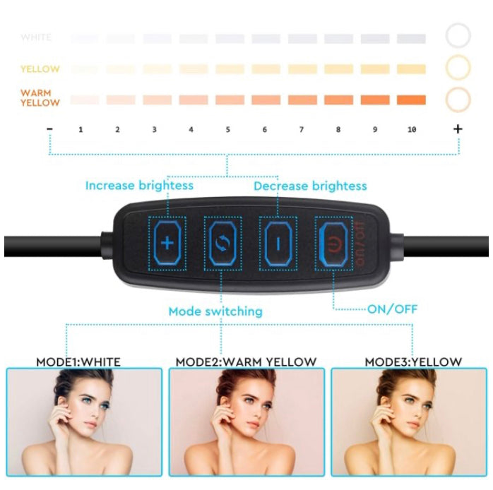 LED Ring Light 10 inch Desk Makeup Ring Light Tripod Stand Black - Theresia Cosmetics - ring light - Theresia Cosmetics