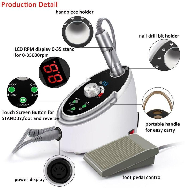 Professional Luxury Nail Drill machine - 500-35000RPM/65WATTS - Theresia Cosmetics - nail care - Theresia Cosmetics