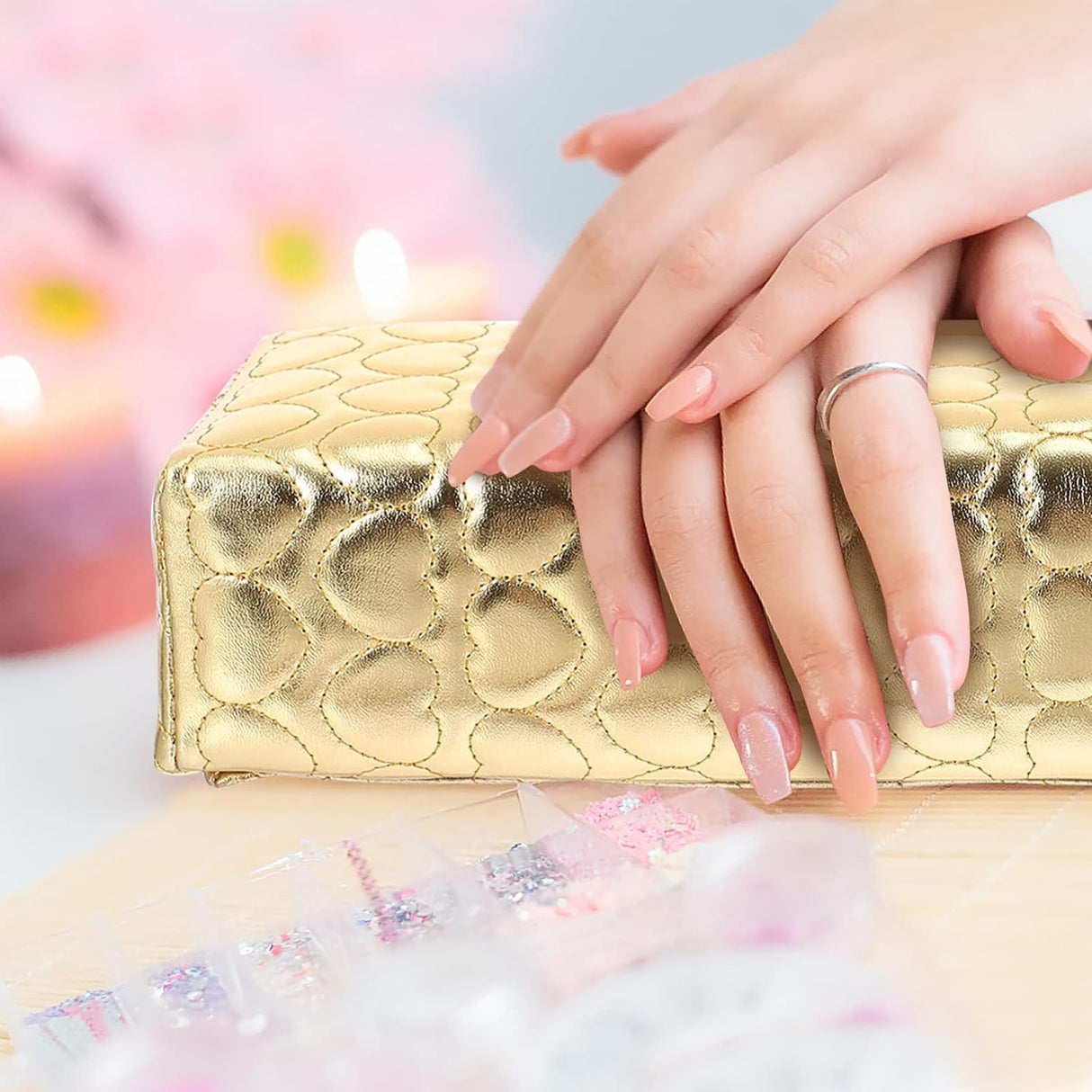 Golden Nail Hand Rest Pillow - Theresia Cosmetics - hand rest - Theresia Cosmetics