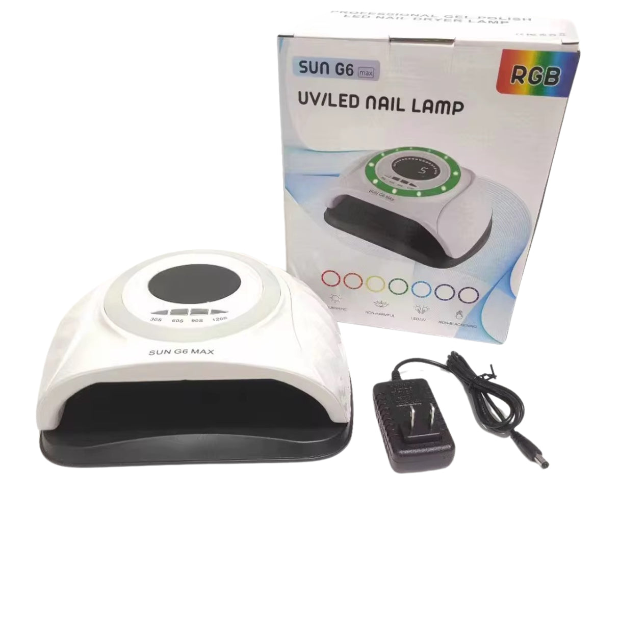 Sun G6 MAX UV Nail Lamp – 320W Dual Core LED Dryer with 72 LEDs & RGB Light
