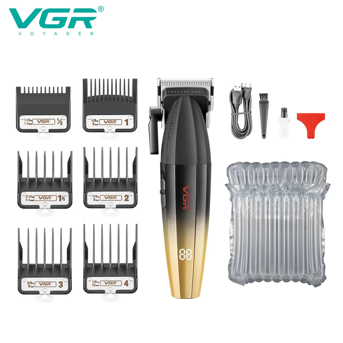 VGR V003 Wireless Electric Clipper 9000rpm Salon Engraving Men's Shaving