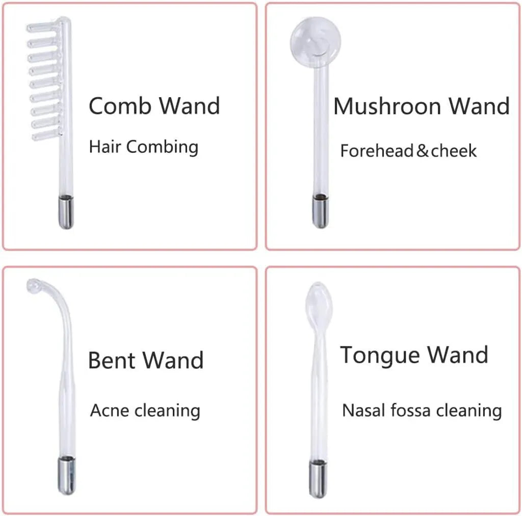 Portable High Frequency Instrument Facial Skin Electrode Wand Neon Electrotherapy Glass Tube Acne Spot Remover Handheld