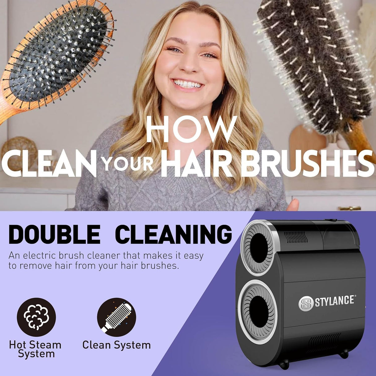 STYLANCE Professional Hair Brush Cleaner Machine Salon Use