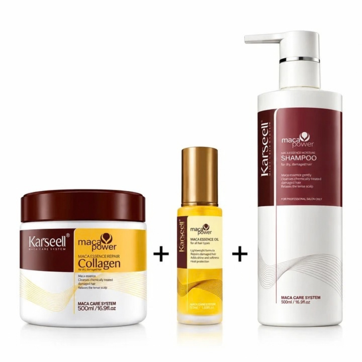 Karseell Hydration Pack | Hair Oil, Shampoo & Collagen Mask for Damaged Hair