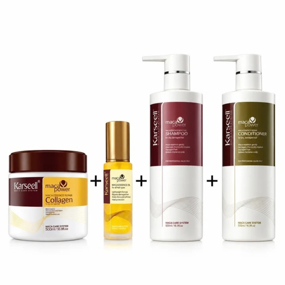 Karseell Pro Set | Collagen Mask, Shampoo, Conditioner & Hair Oil for Hydrated, Shiny Hair