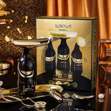 Gushiyuta Electric Facial Massager for Skin Care, 3-in-1 Face, Massager with Interchangeable Heads, Black and Gold