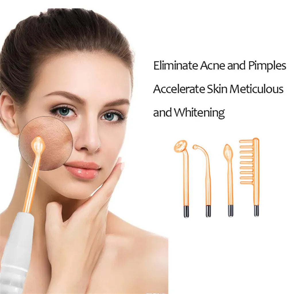 Portable High Frequency Instrument Facial Skin Electrode Wand Neon Electrotherapy Glass Tube Acne Spot Remover Handheld