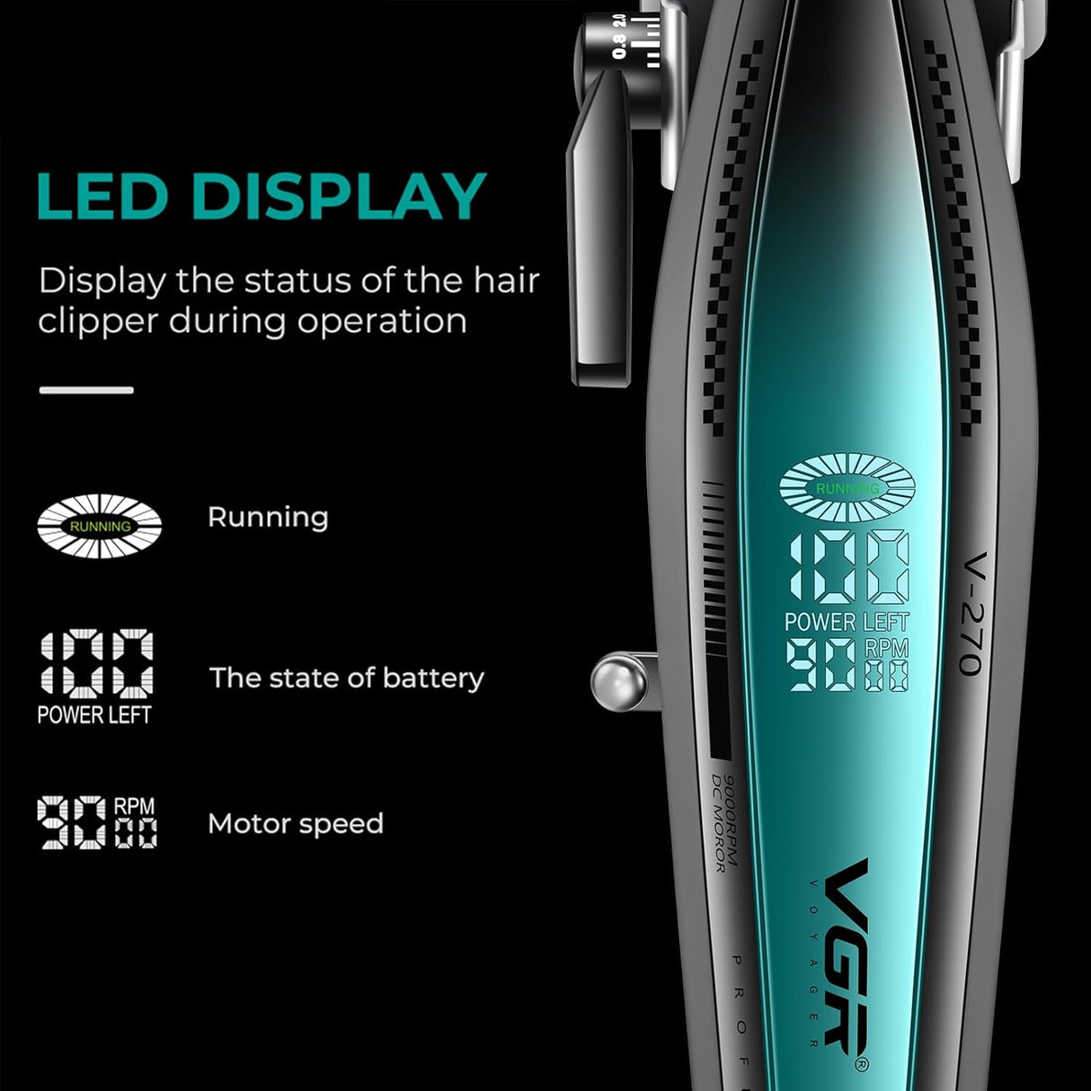 VGR 270 Hair Clippers Professional Cordless High Speed 9000 RPM