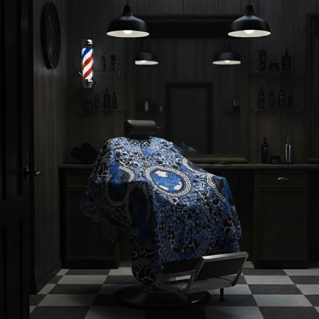 Blue Versace Barber Cape