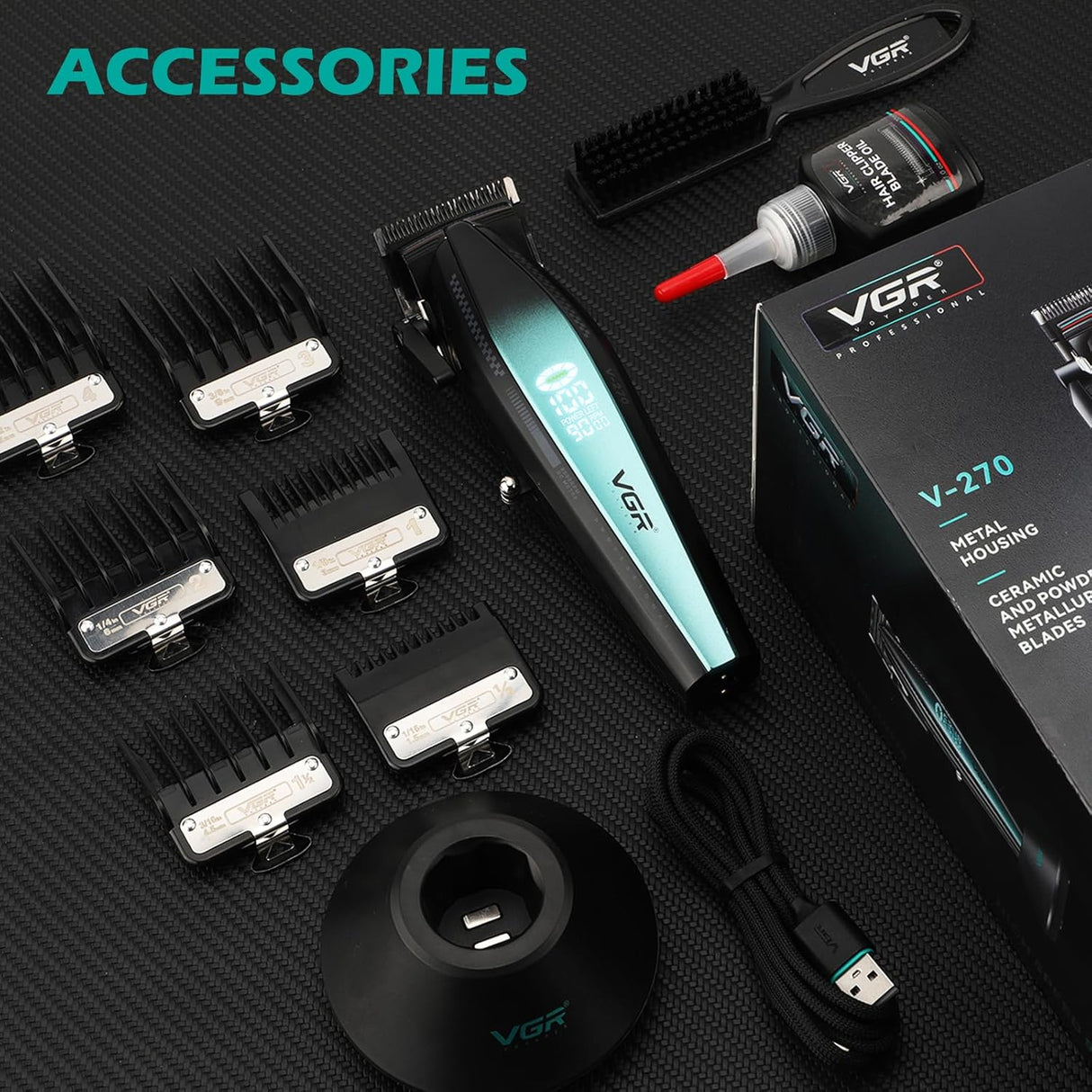 VGR 270 Hair Clippers Professional Cordless High Speed 9000 RPM
