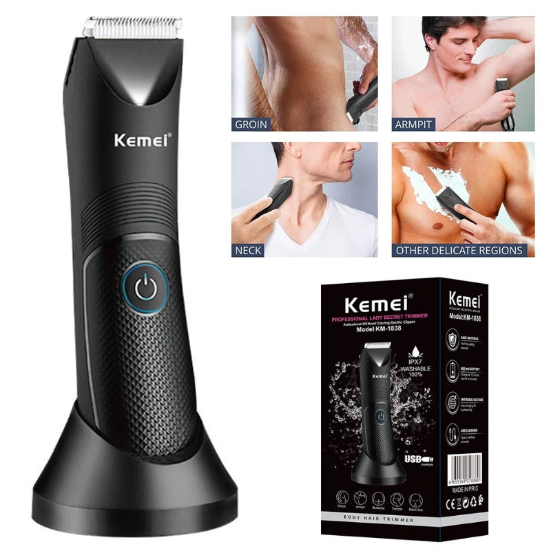 Kemei KM-1838 Body Trimmer For Men Rechargeable