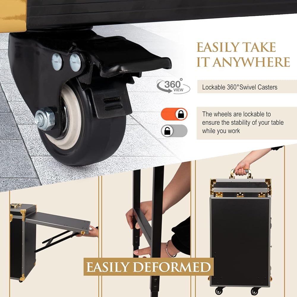 Rolling Makeup & Nail Trolley Case Station 2 in1 with Bluetooth and Speaker - Theresia Cosmetics - Makeup tools - Theresia Cosmetics