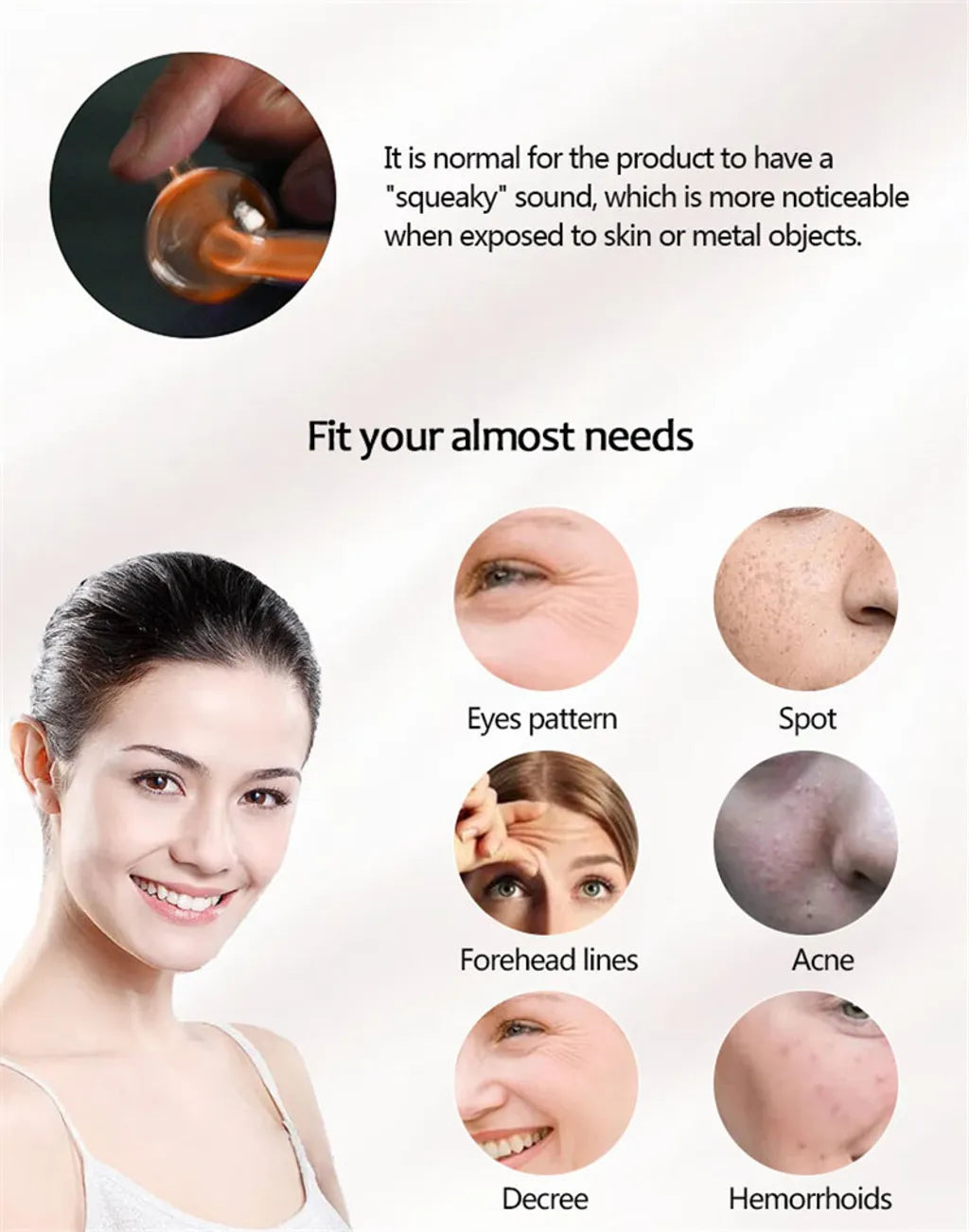 Portable High Frequency Instrument Facial Skin Electrode Wand Neon Electrotherapy Glass Tube Acne Spot Remover Handheld