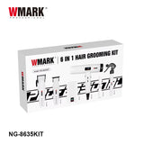 WMARK 6-IN-1 Pro Barber Hair Cut Kit Clipper Trimmer Shaver Dryer Grooming System
