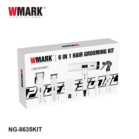 WMARK 6-IN-1 Pro Barber Hair Cut Kit Clipper Trimmer Shaver Dryer Grooming System