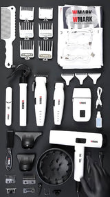 WMARK 6-IN-1 Pro Barber Hair Cut Kit Clipper Trimmer Shaver Dryer Grooming System