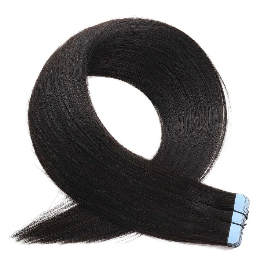 Tape In Hair Extensions 21" #1b Natural Black - 100% Human Hair
