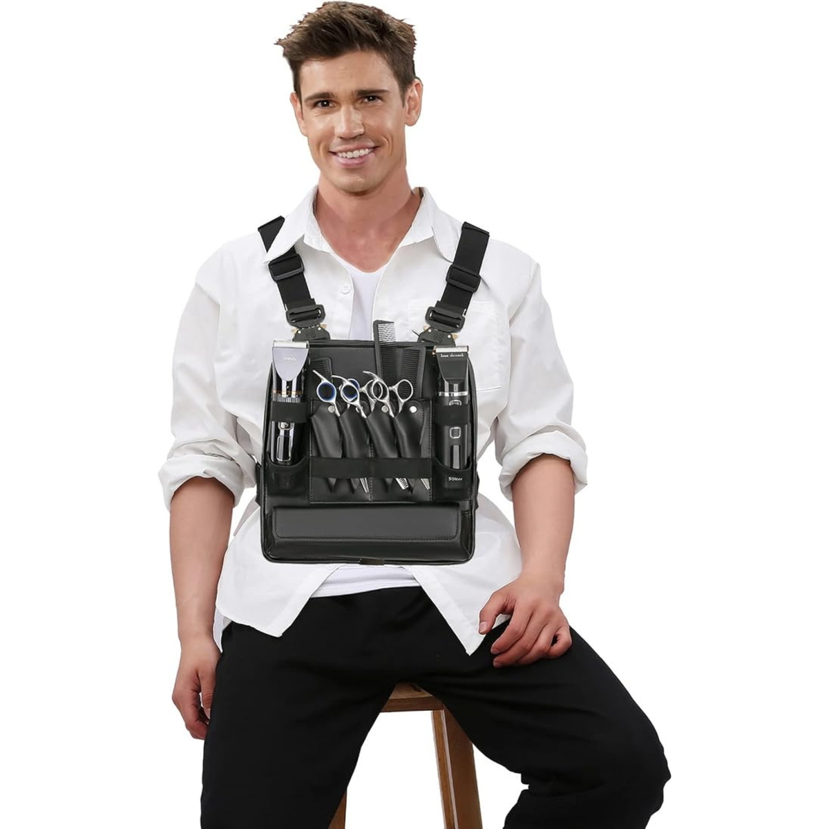 Leather Chest Rig Bag for Barber
