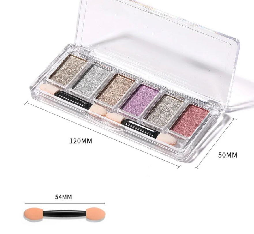 6in1 Solid Chrome Nail Powder Palette, Metallic Mirror Nail Art Rose Gold Purple Glossy Manicure Pigment Glitter Powders Palette - Theresia Cosmetics - nail art tool - Theresia Cosmetics