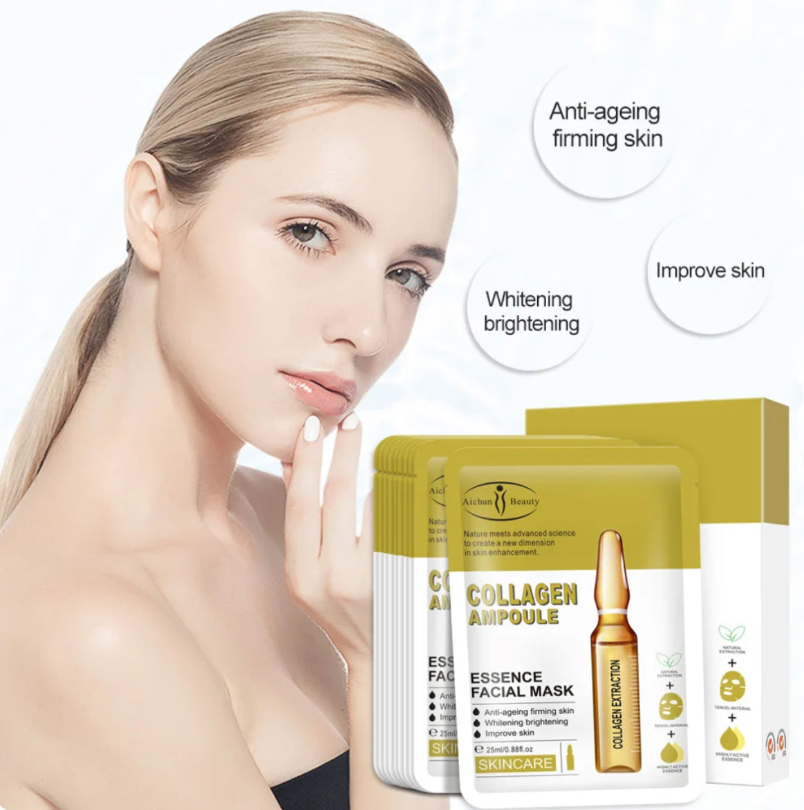 Aichun Beauty Collagen Ampoule Sheet Essence Face Mask - Theresia Cosmetics - skin care - Theresia Cosmetics