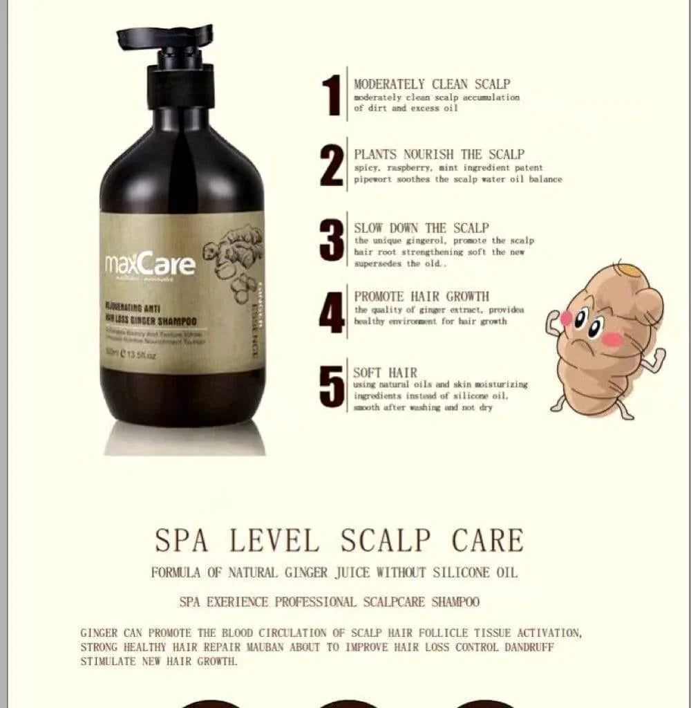 MaxCare Ginger Power - 500ml Anti Hair Loss Rejuvenating Shampoo
