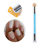 Nail Art Brush with Double-ended Sponge for Gradient, Smudging, and Stippling - Perfect Manicure Tools for Salon or DIY at Home - Theresia Cosmetics - nail art tool - Theresia Cosmetics