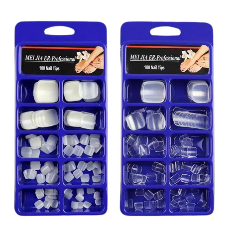 100 Pcs, Short Artificial Tips For Pedicure With Box,10 Sizes - Theresia Cosmetics - Nail tips - Theresia Cosmetics
