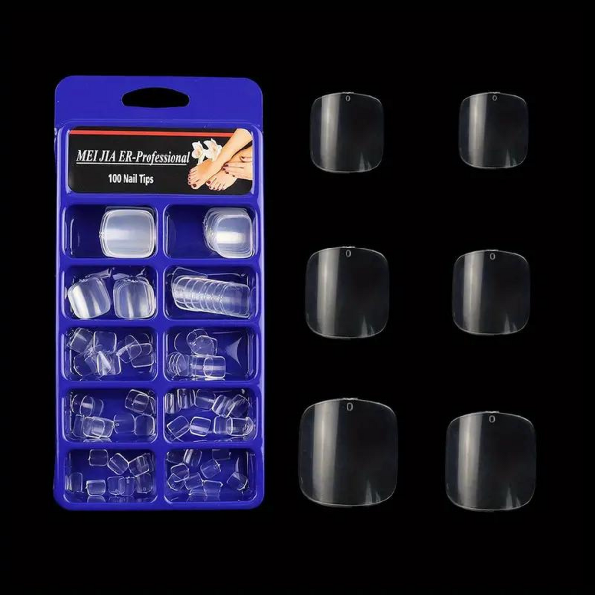 100 Pcs, Short Artificial Tips For Pedicure With Box,10 Sizes - Theresia Cosmetics - Nail tips - Theresia Cosmetics