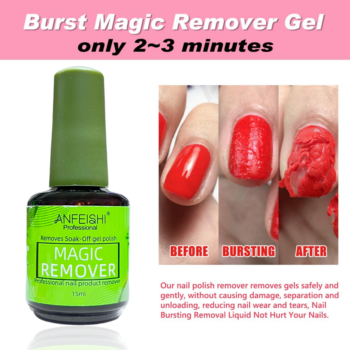 Gelish remover: Professional, removes soak-off gel polish in 3-5 minutes without harming nails. Quick and easy. - Theresia Cosmetics - nail care - Theresia Cosmetics