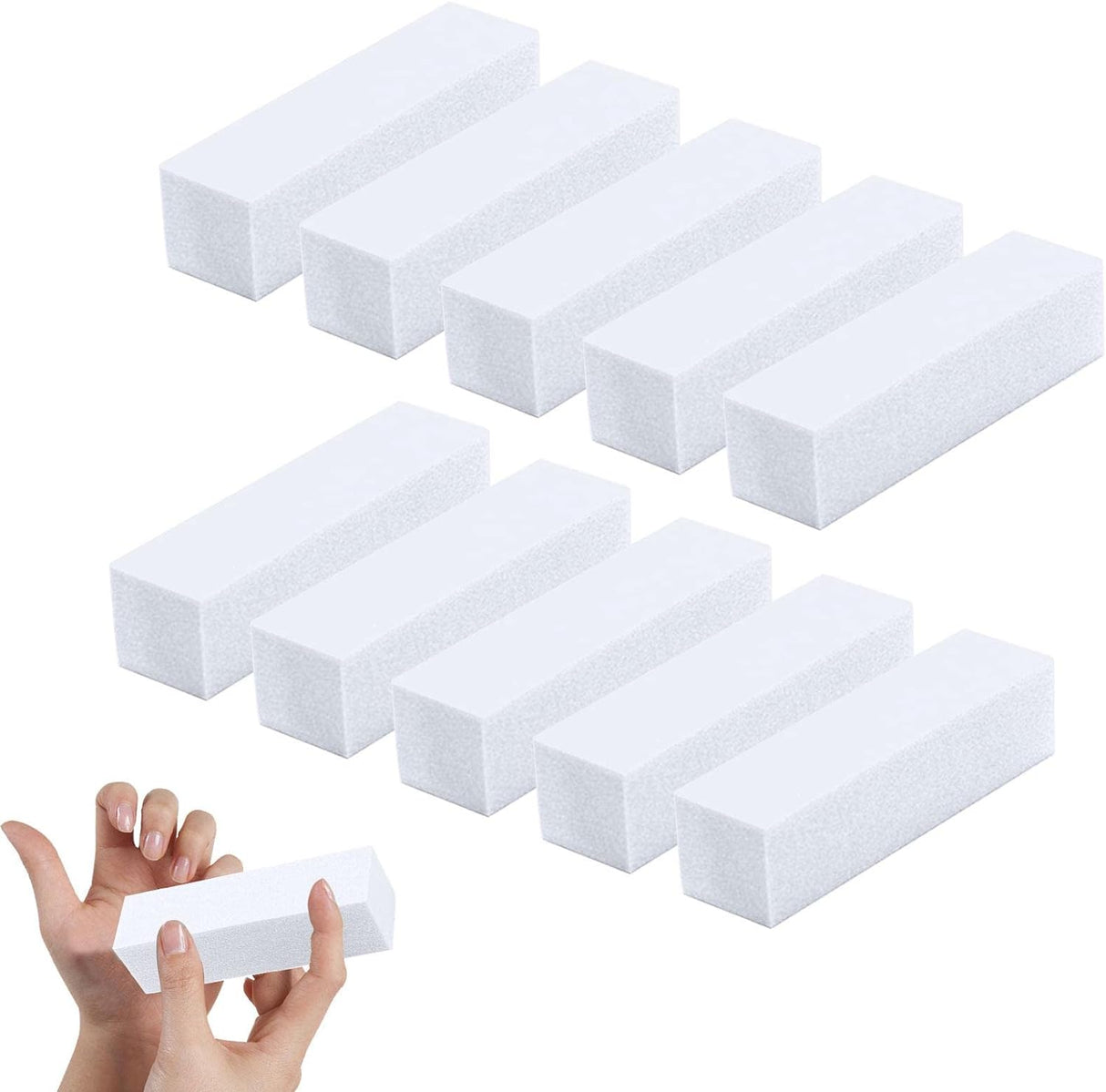 10 pcs 4-sided nail buffers for acrylic and natural nails, ideal for gel nails. Washable white polishers for manicure. - Theresia Cosmetics - nail tools - Theresia Cosmetics