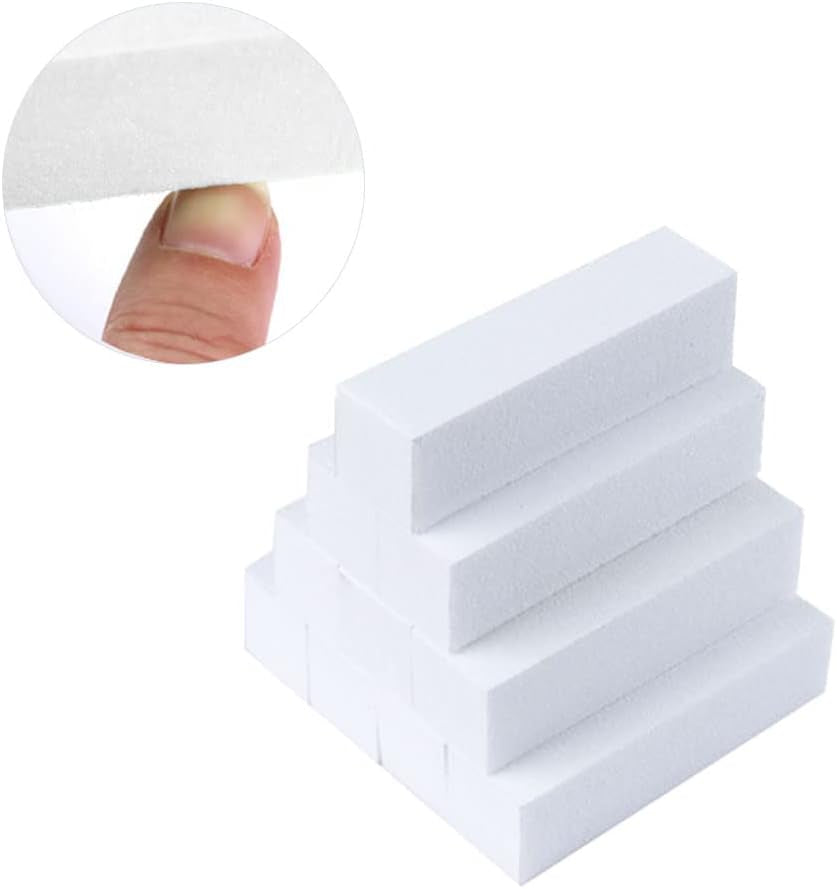 10 pcs 4-sided nail buffers for acrylic and natural nails, ideal for gel nails. Washable white polishers for manicure. - Theresia Cosmetics - nail tools - Theresia Cosmetics