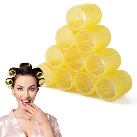 Jumbo Hair Rollers Set: 12 Self-Grip Curlers, 2.5-inch, Heatless DIY Curls (Colors Vary) - Theresia Cosmetics - Hair styling - Theresia Cosmetics