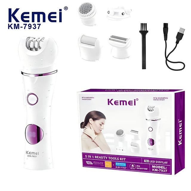 Multifunction Portable Electric Body Shaver KM-7937: 5-in-1 Rechargeable Hair Removal Appliance for Women - Theresia Cosmetics - hair removal - Theresia Cosmetics