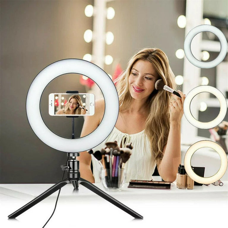 LED Ring Light 10 inch Desk Makeup Ring Light Tripod Stand Black - Theresia Cosmetics - ring light - Theresia Cosmetics