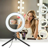 LED Ring Light 10 inch Desk Makeup Ring Light Tripod Stand Black - Theresia Cosmetics - ring light - Theresia Cosmetics