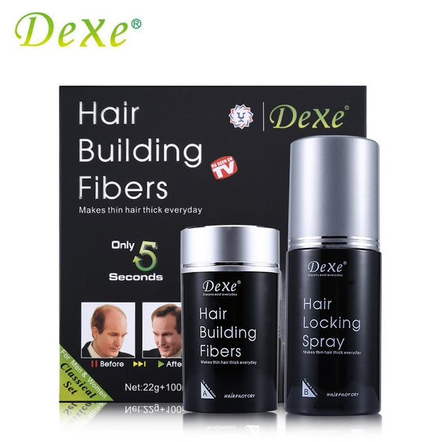 Dexe Hair Building Fibers + Locking Spray (22g+100ml) - Theresia Cosmetics - hair treatment - Theresia Cosmetics