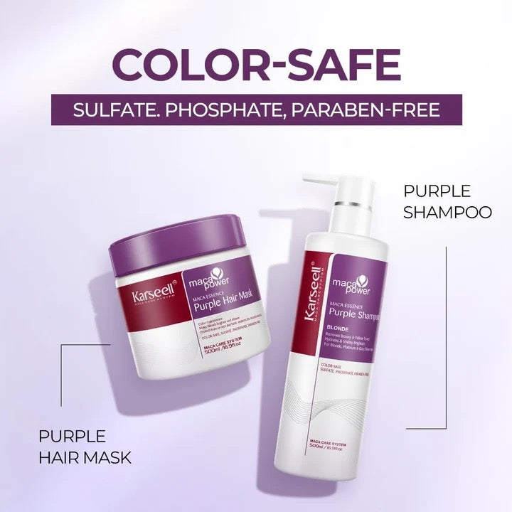 Karseell Purple Hair Mask & Shampoo Set | Complete Toning Duo for Blonde & Silver Hair